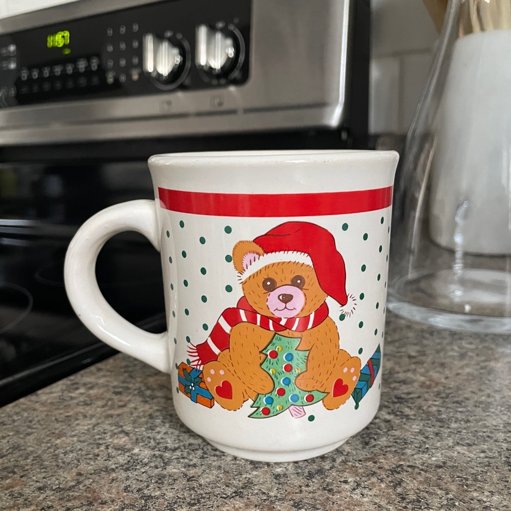 Vintage Christmas Teddy Bear Mug